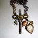 Big Clock Key and Heart Watch Necklace