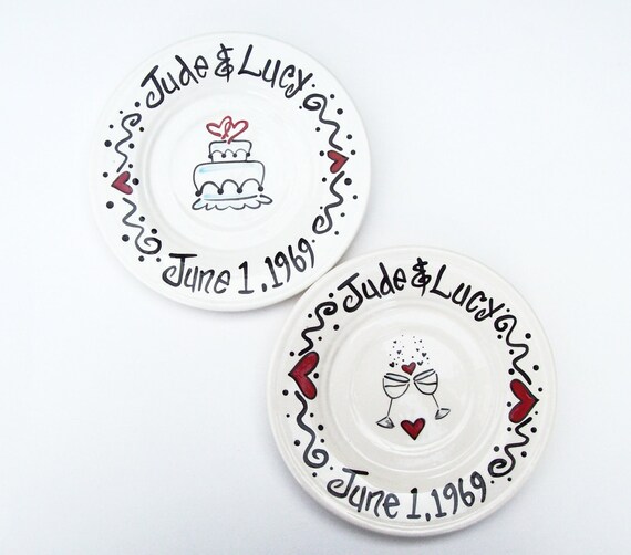 Newlywed's Wedding Cake Plate PERSONALIZED Made to