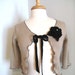 Oatmeal Cashmere Blend Restyle Cropped Cardigan Sweater Size Small with Removable Flower Brooch