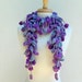 Mauve Pompom Scarf, Crochet Fluffy Scarf, Grape Gray Scarf