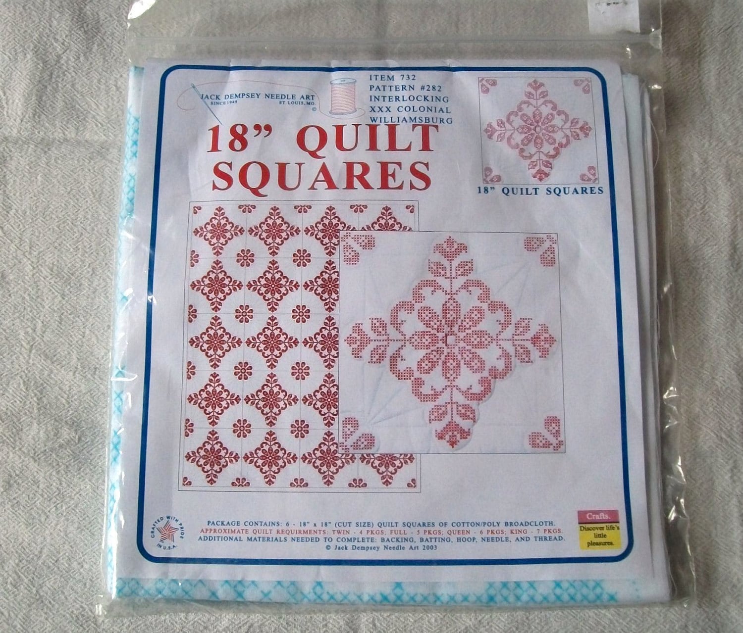 Quilt Squares Stamped for Embroidery