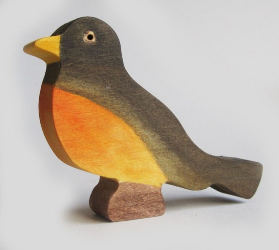 Wooden Robin Toy Waldorf Nature Table-Spring