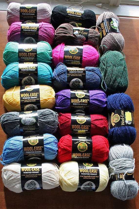 Lion Brand Wool Ease Yarn 20 Skeins All Different Colors