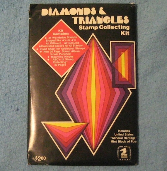 Vintage Stamp Collecting Kit Diamonds and Triangles by ChezTxracy