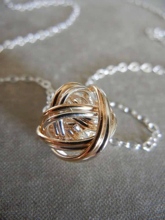 Items Similar To Medium Love Knot Necklace Two Toned Silver And Gold On Etsy