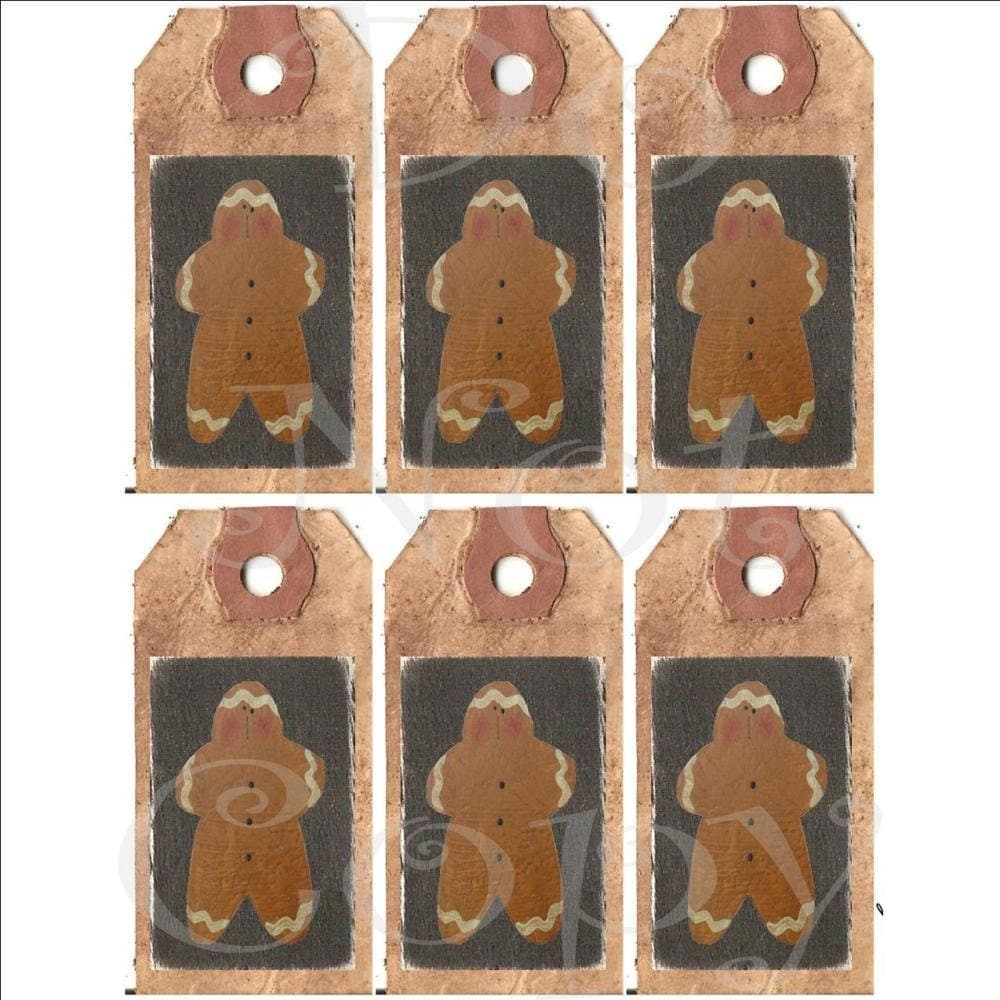 Primitive Tags Printable Sheet Digital Gingerbread