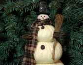 Mr. Snowflake The Primitive Folk Art  Snowman Doll Winter Christmas Shelf Sitter