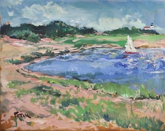 Seascape Sailboat Painting Impressionist Art