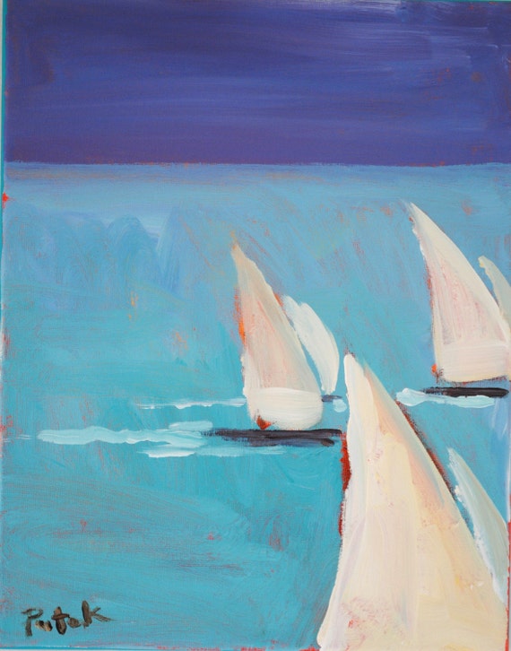 Items Similar To Modern Abstract Sailboat Painting By Russ Potak On Etsy   Il 570xN.131728391 