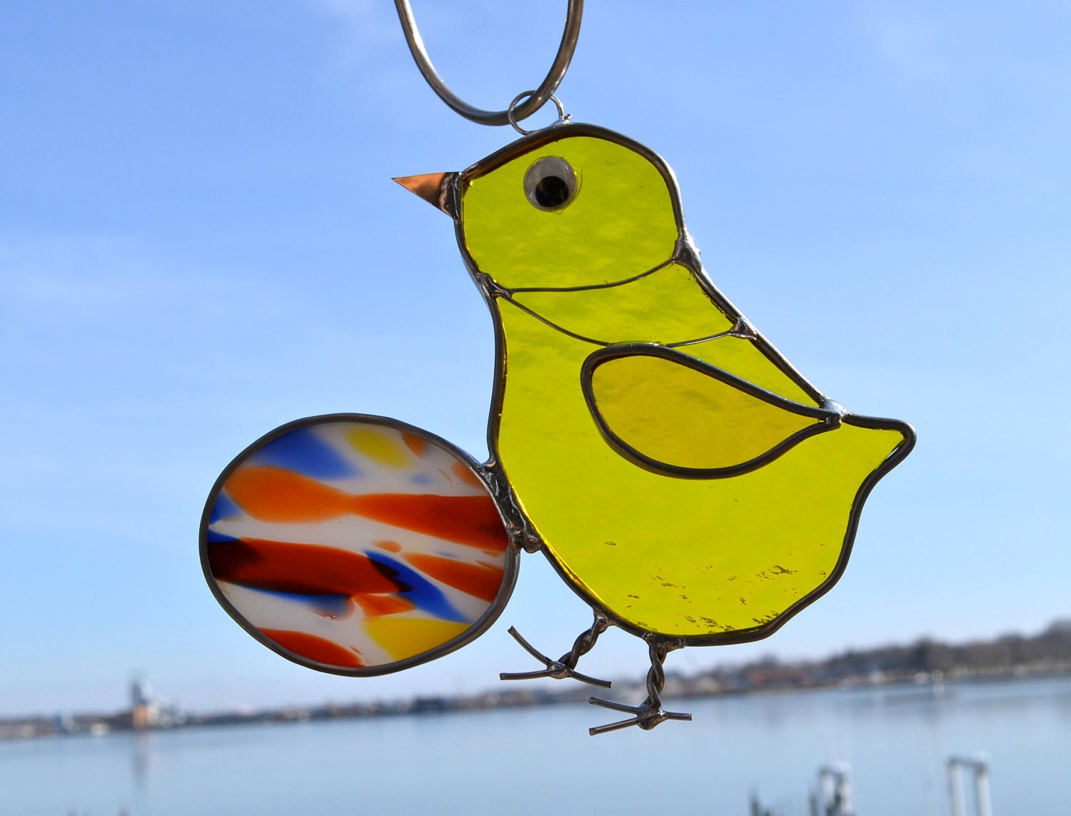 Easter Chick Stained Glass Suncatcher by dortdesigns on Etsy