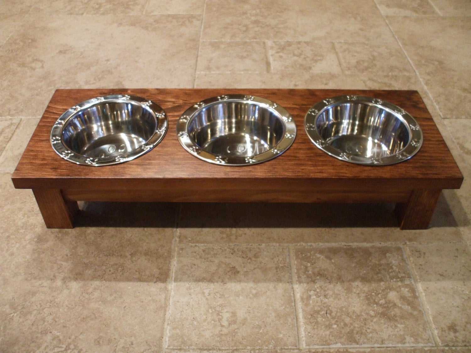 Raised Cat Feeder 1 Pint 4 Inch Triple Raised Cat by WoodinYou