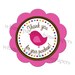 Pretty Bird Multi Dot Pink Scalloped Circle Thank You stickers - set of 50