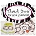 Thank You for your purchase - 50 Scalloped Oval Zebra Stripe Stickers