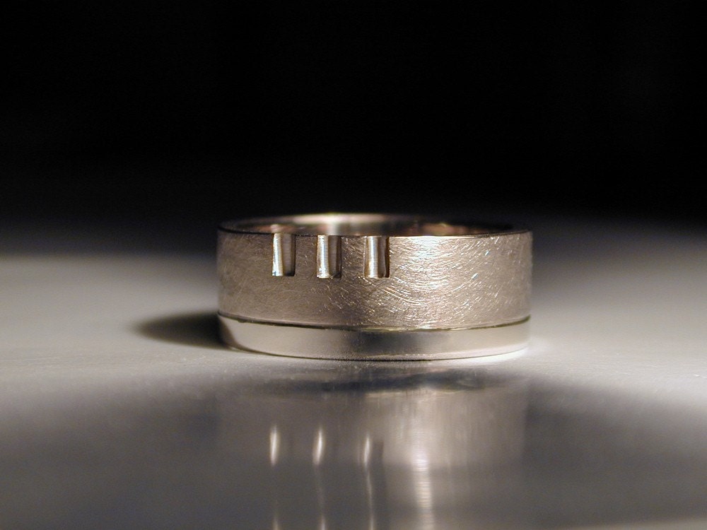 Palladium white gold man's architect wedding ring