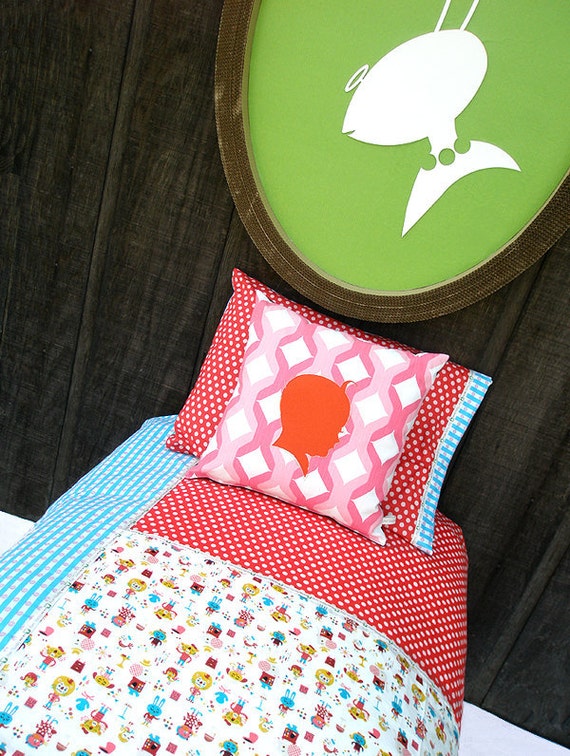 Twin Bedding Duvet Set Child Bedding Set Mod Cat Gig by AuntBucky