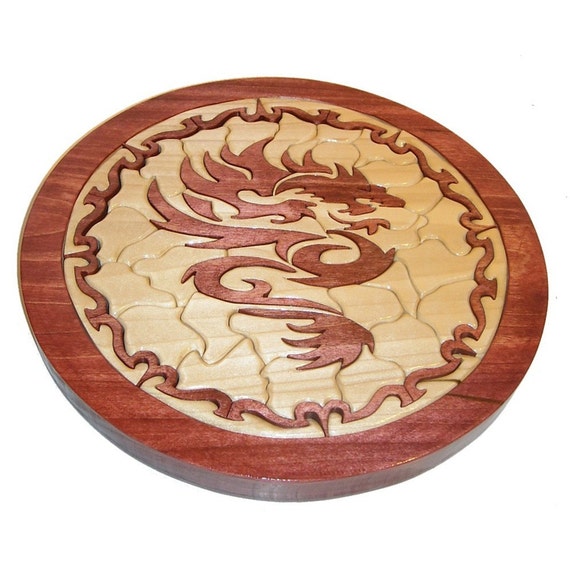 Tribal Dragon Wooden Mosaic Tray Puzzle