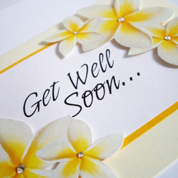 Get Well Soon Greeting Card Plumeria Flower by creationsbyshelley