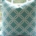 Beautiful Decorative Pillow Cover--Designer Fabric --- 20x20--Throw Pillow-- Trellis Design --Seaglass/ Off White