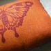 tangerine and plum butterfly decorative hand printed linen pillow case