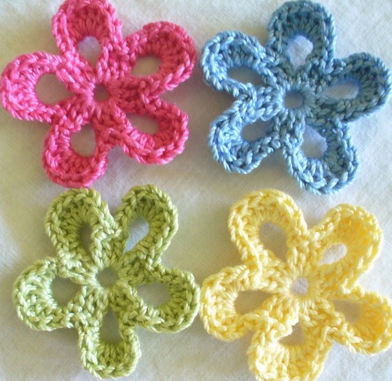 Colorful Crochet Embellishments Handmade Appliques set of