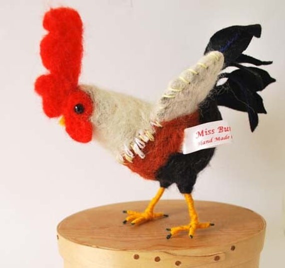 Needle Felted Rooster by MissBumbles on Etsy