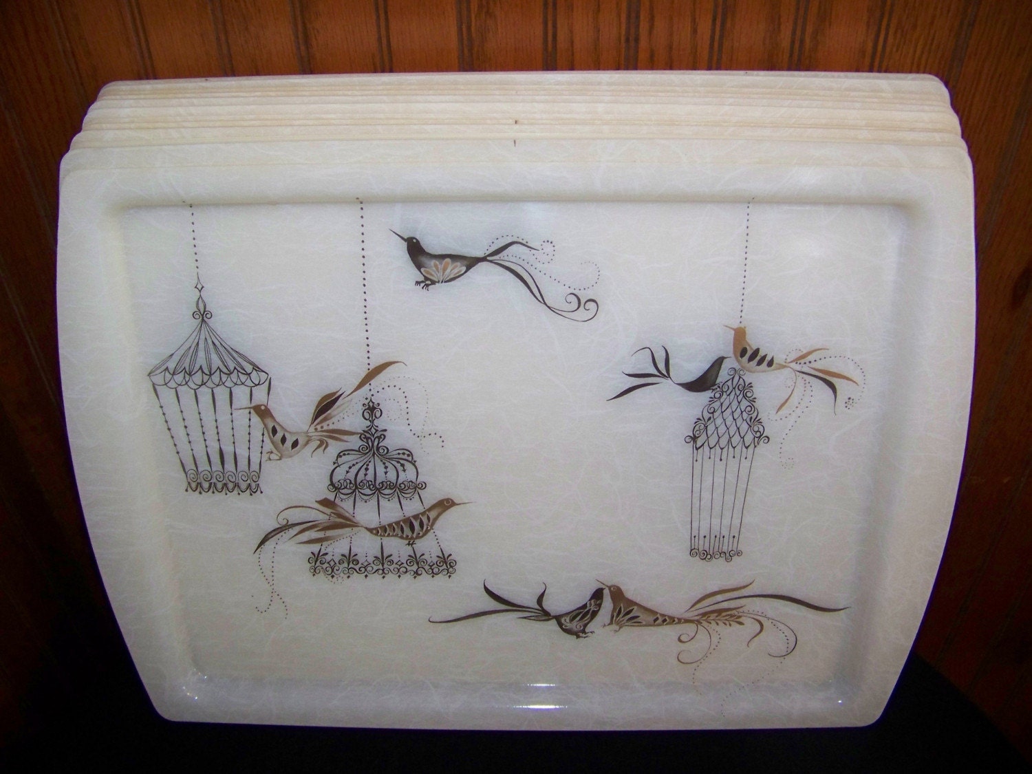 Set of four vintage bird cage trays