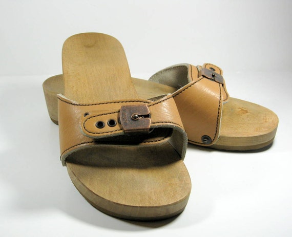 1970's Dr Scholl Exercise Sandals Natural Wheat Size 6 in