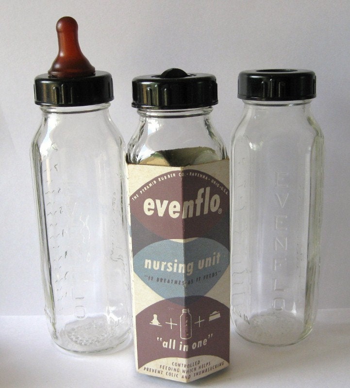 3 vintage 1950s glass baby bottles even flo 3 vintage 1950s glass baby bottles even flo