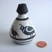 Mini Quail Raku Vase, Black and White, Quail family, Handmade Stoneware Pottery