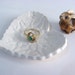 White wedding ring dish, heart dish, ring holder, Soap dish, Heart Dish,Hand made pottery. Gift boxed