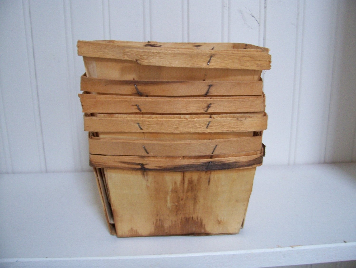 Six Wooden Berry Produce Baskets