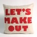 LET'S MAKE OUT - oatmeal and red- 16 inch recycled felt applique pillow