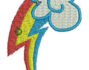 Rainbow Dash Cutie Mark Embroidery Design File - Pick Your Size & Format