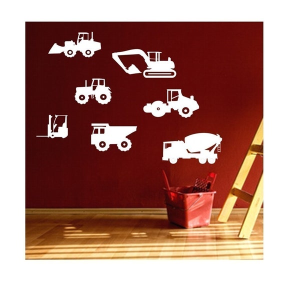 Construction Trucks Wall Vinyl Decals Art Graphics Stickers