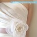 Garden Rose Bridal Sash - bridal corsage, ribbon belt, dress sash, white flower, ivory flower