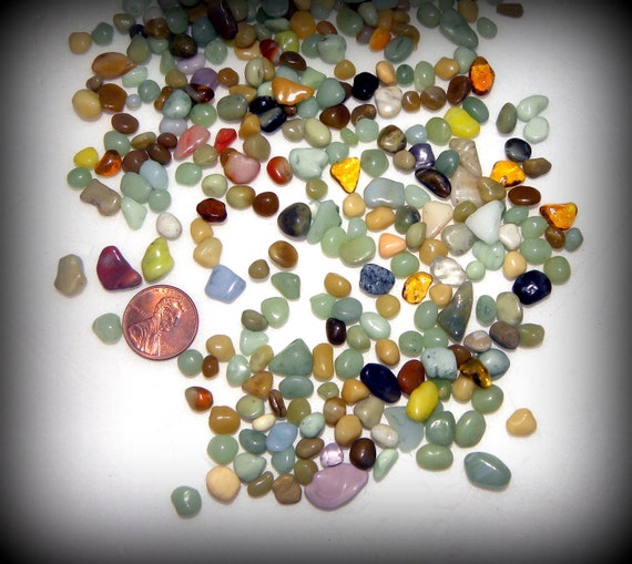 Brilliant colored glass Polished Pebbles NEW larger bags 1/3