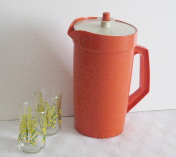 Vintage 1960s Orange Tupperware Pitcher