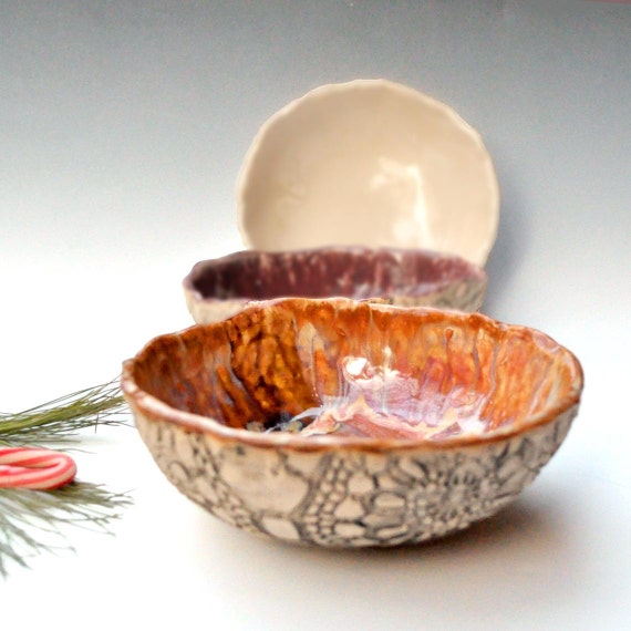 Ceramic Bowl Serving Bowl in Sunday Coffee rust brown Texured