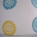 Modern Flower Hand Printed Lampshade- pendant drum hanging lamp shade- red, blue, green, yellow- made from hand printed fabric