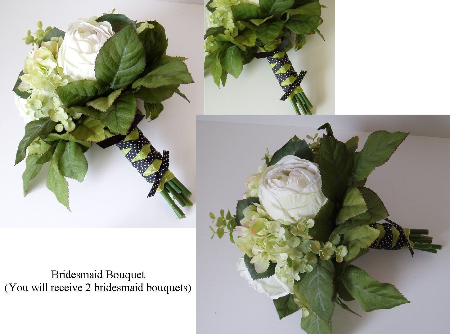 Chartreuse Lime Green Wedding Flower Bouquet Set 10 by WeeGardens