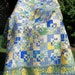 Twin Bed Coverlet or Lap Quilt - Scrap Blue and Yellow French Country Floral