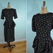 vintage dress 80s does 40s black peplum L