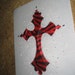 1/2 OFF SALE DIY Red and Black Faux Fur Zebra Cross Heat Transfer with Clear Crystal Rhinestones