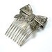Victoriana Bow Bridal Hair Comb Silver