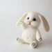Little Wool White Bunny, Miniature Needle Felted Soft Sculpture