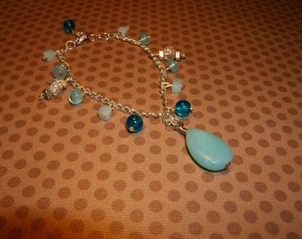 natural gemstones on silver-plated chain bracelet