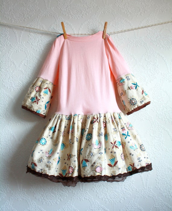 Toddler's Upcycled Dress 3T Pink Brown Deer Fawn