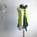 Lime Trapeze Top Upcycled Clothing Women's Eco Fashion Shirt Large Mod Black Cowl Linen 'ALPHAVILLE'