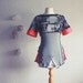 Upcycled Gray Top Upcycled Mod Black Shirt Coral Red T-Shirt Women's Clothing Ladies Clothes Medium Large 'SHARPIE'