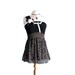 Women's Clothing Upcycled Retro Top Black and White One Shoulder Babydoll Shirt Medium 'VIRGINIA'